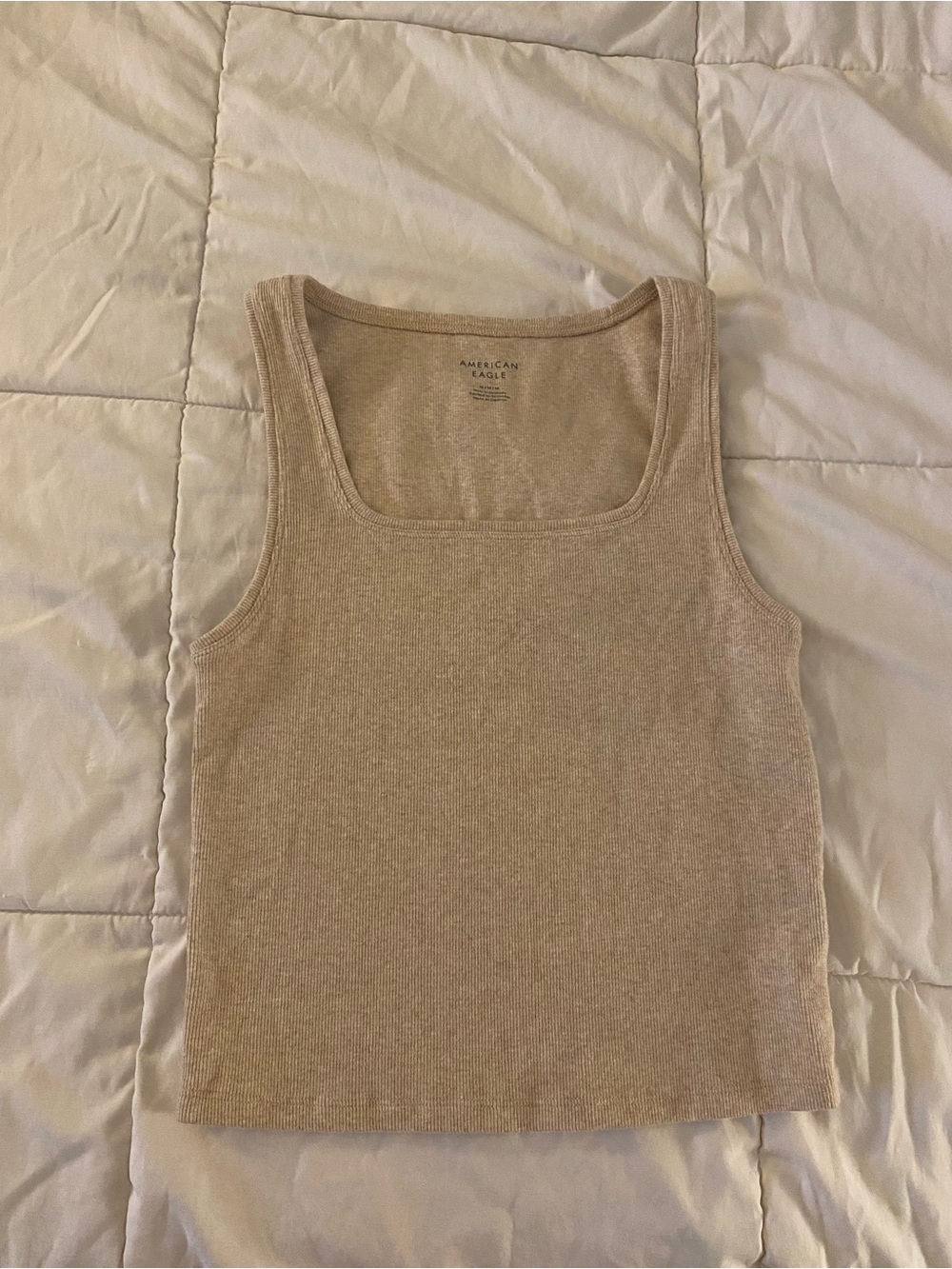 American Eagle Ribbed Tank in Beige Tan